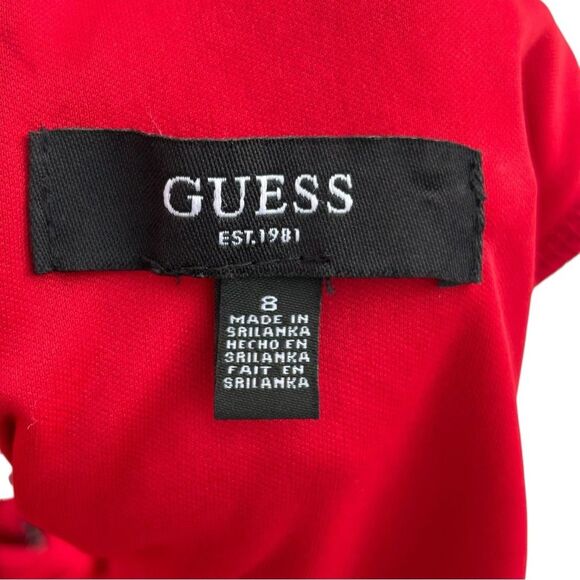 Red Bodycon Party Dress Sz 8 Long Sleeve V-Neck Fitted Twist Knot Waist Holiday - Picture 6 of 15